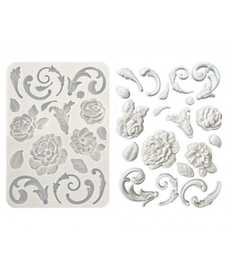 Stamperia STAMPO IN SILICONE Brocante Antiques fiori e decoro - 14,8 X 21 cm