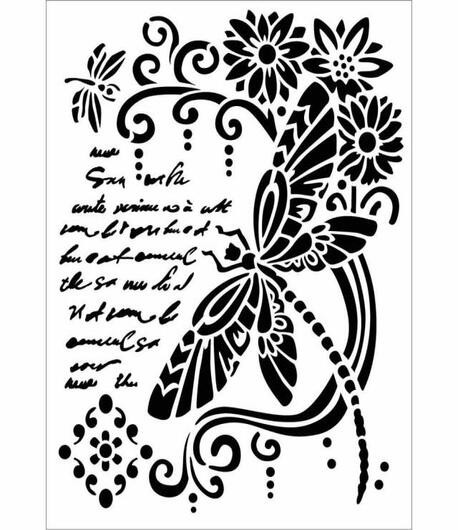 STAMPERIA STENCIL SPESSO CM. 20X25 - LIBELLULA
