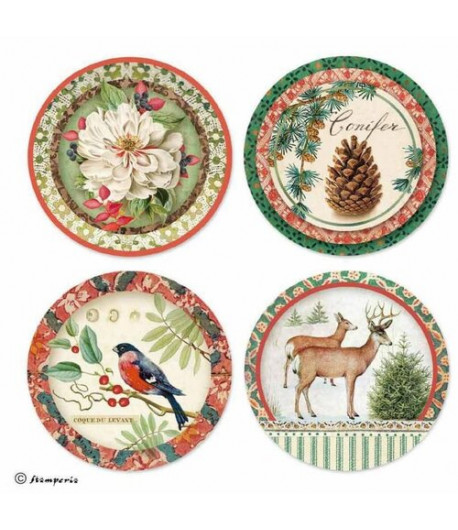 STAMPERIA Foglio adesivo - WINTER BOTANIC  / FT foglio 21 x 21 cm