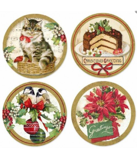 STAMPERIA Foglio adesivo - CHRISTMAS VINTAGE  / FT foglio 21 x 21 cm