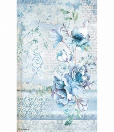 STAMPERIA  Foglio carta di riso A4 - BLUE LAND FIORE