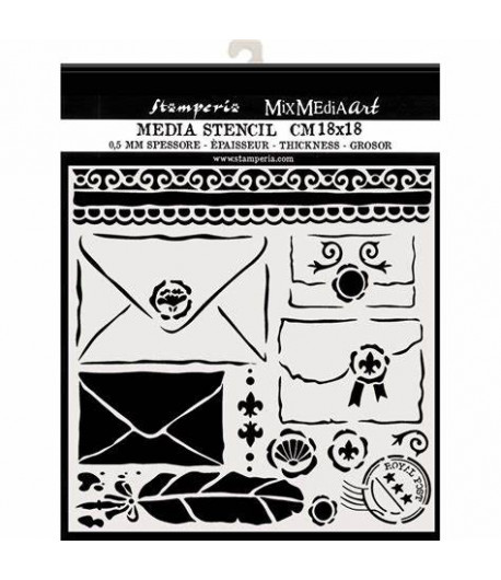 STAMPERIA  STENCIL SPESSO CM.18 X 18 - LETTERE