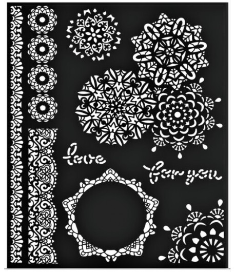 STAMPERIA  STENCIL SPESSO CM. 20X25 - MERLETTO E PIZZI