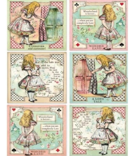 STAMPERIA  Carta di riso - CARTE DI ALICE A4