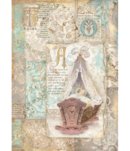 STAMPERIA Foglio carta di riso A4 - SLEEPING BEAUTY (culla)