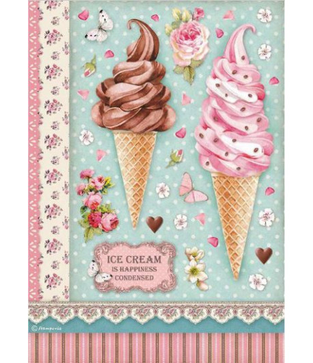 STAMPERIA  Foglio carta di riso A4 - GELATO