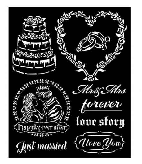 STENCIL SPESSO CM. 20X25 - Sleeping Beauty just married