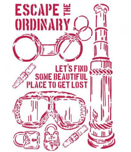 STAMPERIA STENCIL G CM. 21 X 29,7 - LADY VAGABOND ESCAPE THE ORDINARY