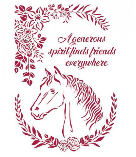 STAMPERIA  STENCIL G CM. 21 X 29,7 -   ROMANTIC HORSES HORSE WITH FLOWERS