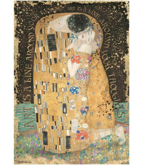 1 Foglio  di carta di riso A4 - Klimt the kiss