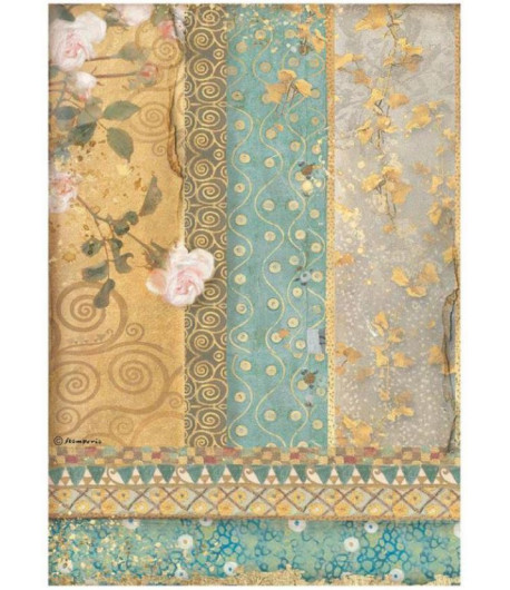 1 Foglio  di carta di riso A4 - Klimt gold ornaments