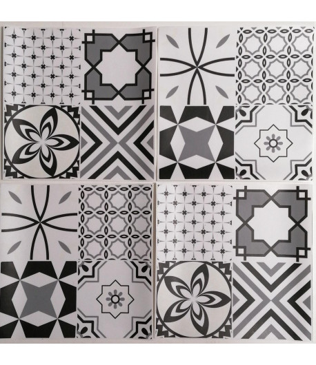 Piastrella adesiva - Set da 4 fogli con decorazioni in grigio laminato
