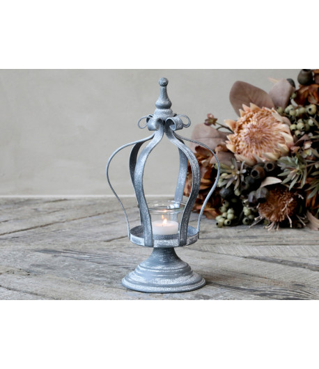 Portacandele  - Corona zinco con porta lumino in vetro