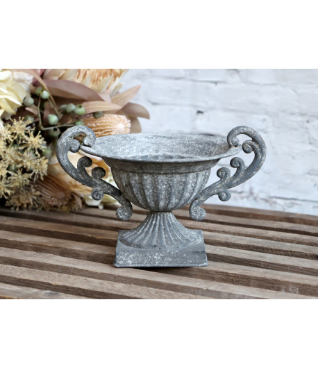 Vaso decorativo centrotavola zinco vintage - 12 x 21 x 16 cm