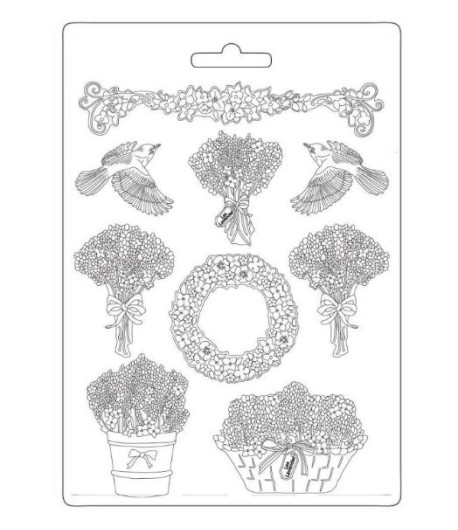 Stamperia Stampo Morbido Maxi - PROVENCE GHIRLANDE E BOUQUETS 21 x 29,7 cm