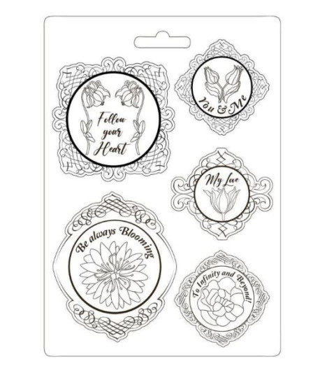 Stamperia Stampo Morbido Maxi - ROMANTIC GARDEN HOUSE CORNICE CON FIORI 21 x 29,7 cm