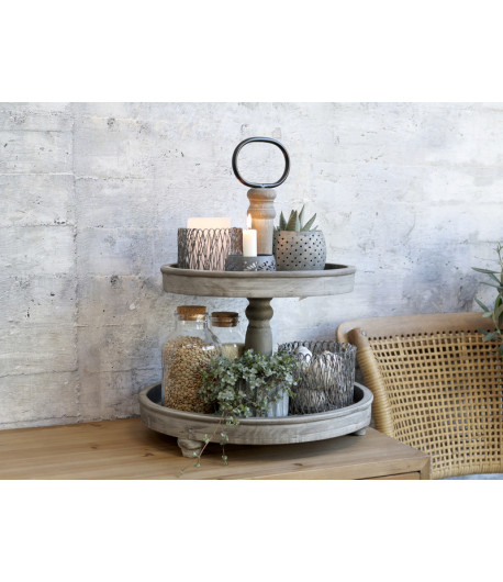 CHIC ANTIQUE Alzatina in legno a due ripiani 47 x 39 cm