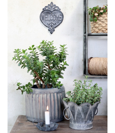 CHIC ANTIQUE Welcome cuore - grigio 18 x 13 cm