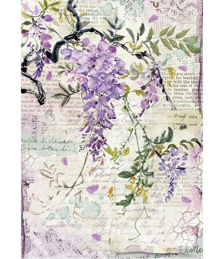 STAMPERIA Foglio carta di riso A4 - GLICINE