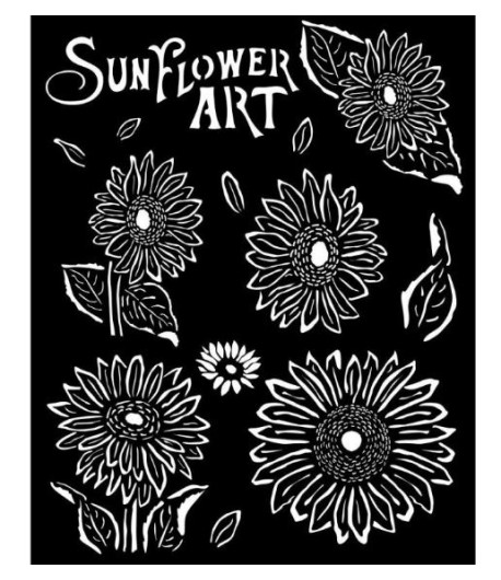 STAMPERIA STENCIL SPESSO CM. 20X25 -  SUNFLOWER ART GIRASOLI