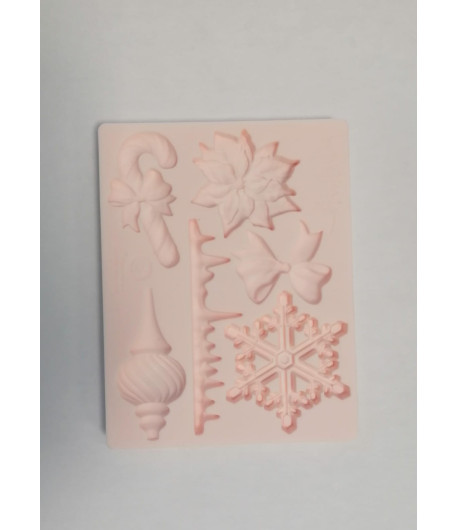 Stampo decorativo in silicone  con DECORAZIONI NATALIZIE 11,5 x 9 cm