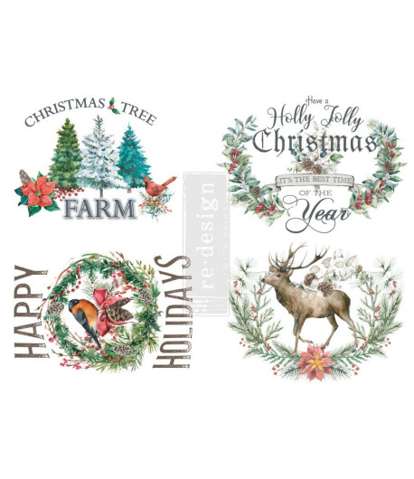 Trasferibile Transfer  HOLLY  JOLLY XMAS -  61 X 89 cm