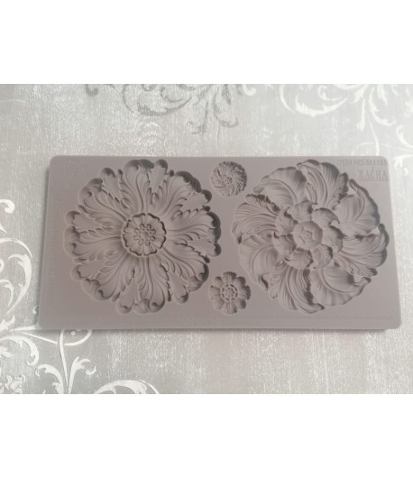 Stampo decorativo in silicone  - MEDAGLIONI FLOREALI 12,7 X 25,4 cm