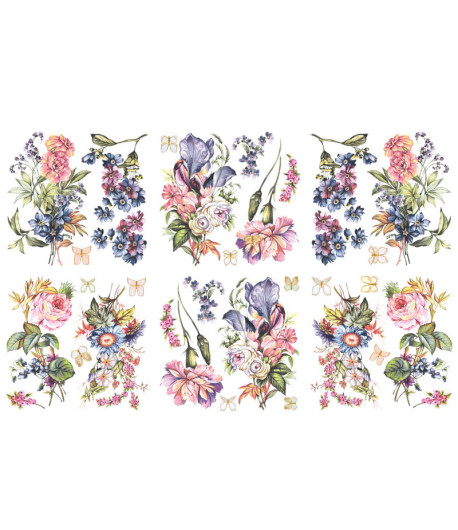 HOKUS POKUS Trasferibile Transfer-  VINTAGE BLOOMS  31,5 X 30 CM / 6 PZ
