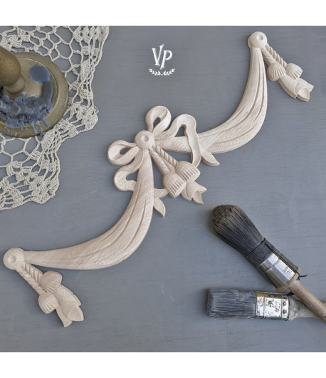 Vintage Paint Fregio decorativo in legno centrale - 40,5 X 12,5 CM