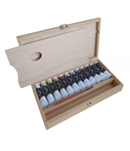 Fleur  cofanetto colori a olio - 12 colori - tavolozza- pennello (1)