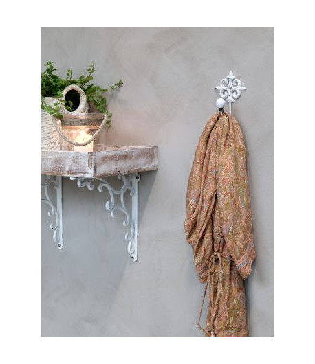 CHIC ANTIQUE appendino ad uncino in metallo  con pomello - antique cream - 13 x 8,5 x 6 cm