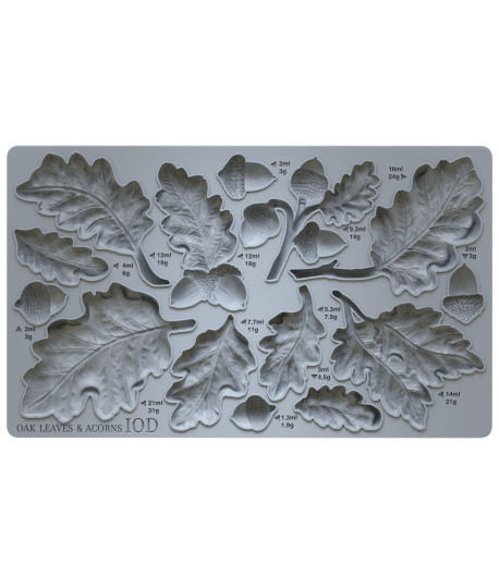 IOD Stampo fregi in silicone  - OAK LEAVES & ACORNS 25,5 x 15,5 cm