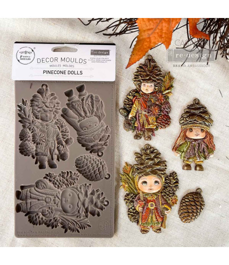Stampo decorativo in silicone  - PINECONE DOLLS - 12,5 X 20,3 cm