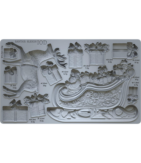 IOD Stampo per fregi in silicone  - SANTA'S SLEIGH (SLITTA NATALIZIA) - 25,5 x 15,5 cm