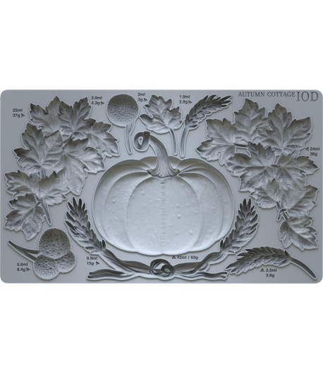 IOD Stampo per  fregi in silicone - ZUCCHE/ COTTAGE D'AUTUNNO 25,5 cm x 15,5 cm