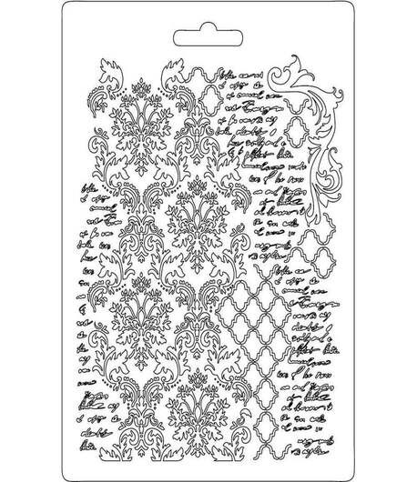 Stamperia Stampo Morbido sottile - TEXTURE CON SCRITTE  14,8 x 21 cm