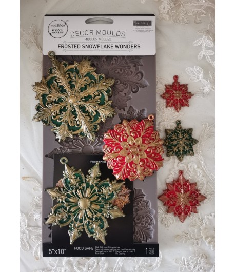 Stampo decorativo in silicone  -FROSTED  SNOWFLAKE  WONDERS - 12,5X20 cm