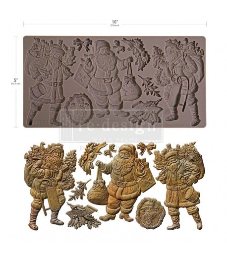 Stampo decorativo in silicone  -  SANTA'S HOLIDAY  CHEER  - 12,5X25 cm