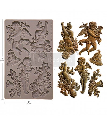 Stampo decorativo in silicone  - ANGELIC FLORAL NOEL- 12,5 X 20,3 cm